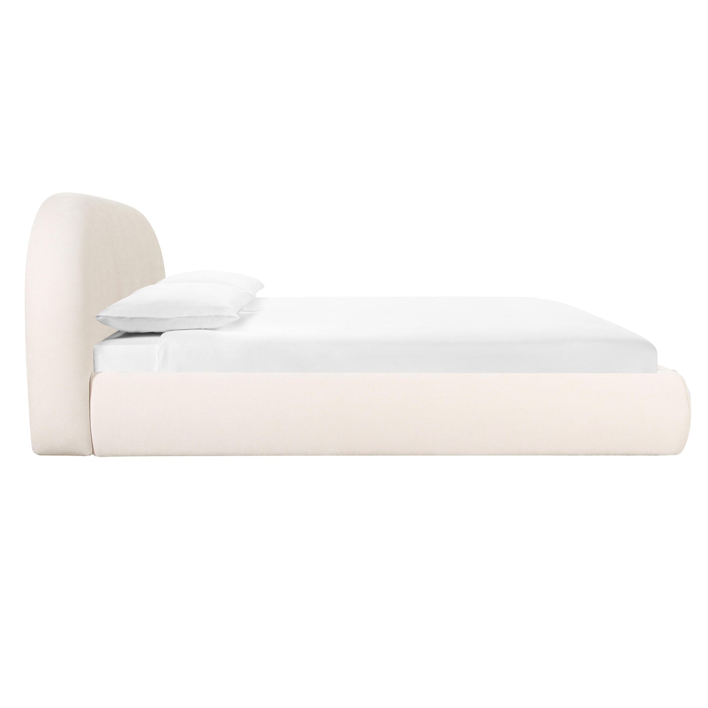 athara cream textured velvet queen bed