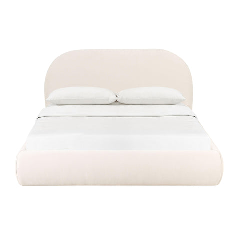 Athara Cream Textured Velvet King Bed
