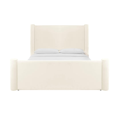 Bara Cream Velvet Queen Bed