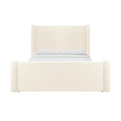 Bara Cream Velvet Queen Bed