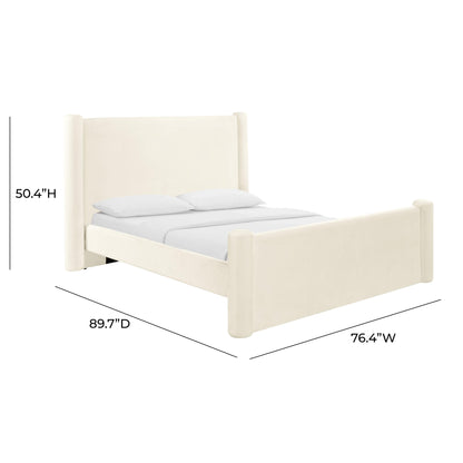 Bara Cream Velvet Queen Bed