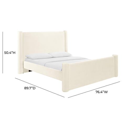 Bara Cream Velvet Queen Bed