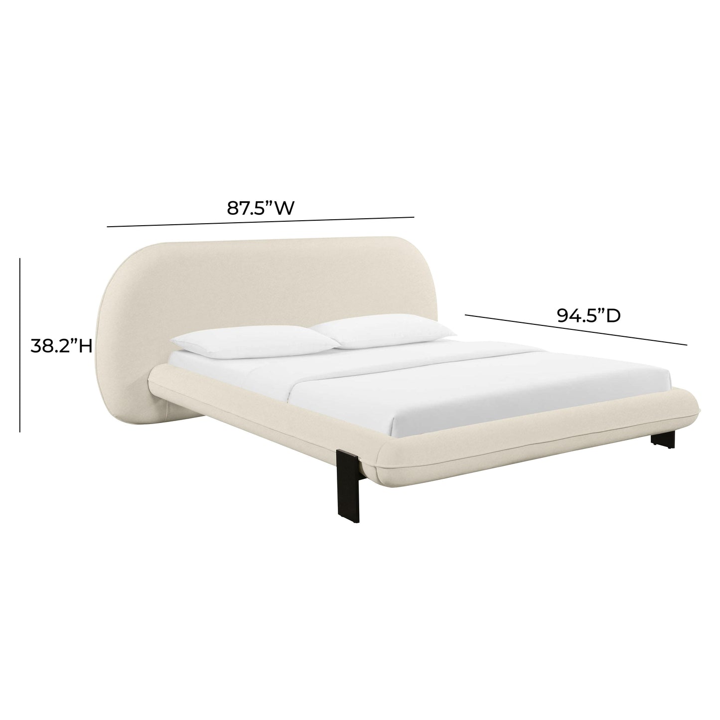 darcy cream faux wool queen bed