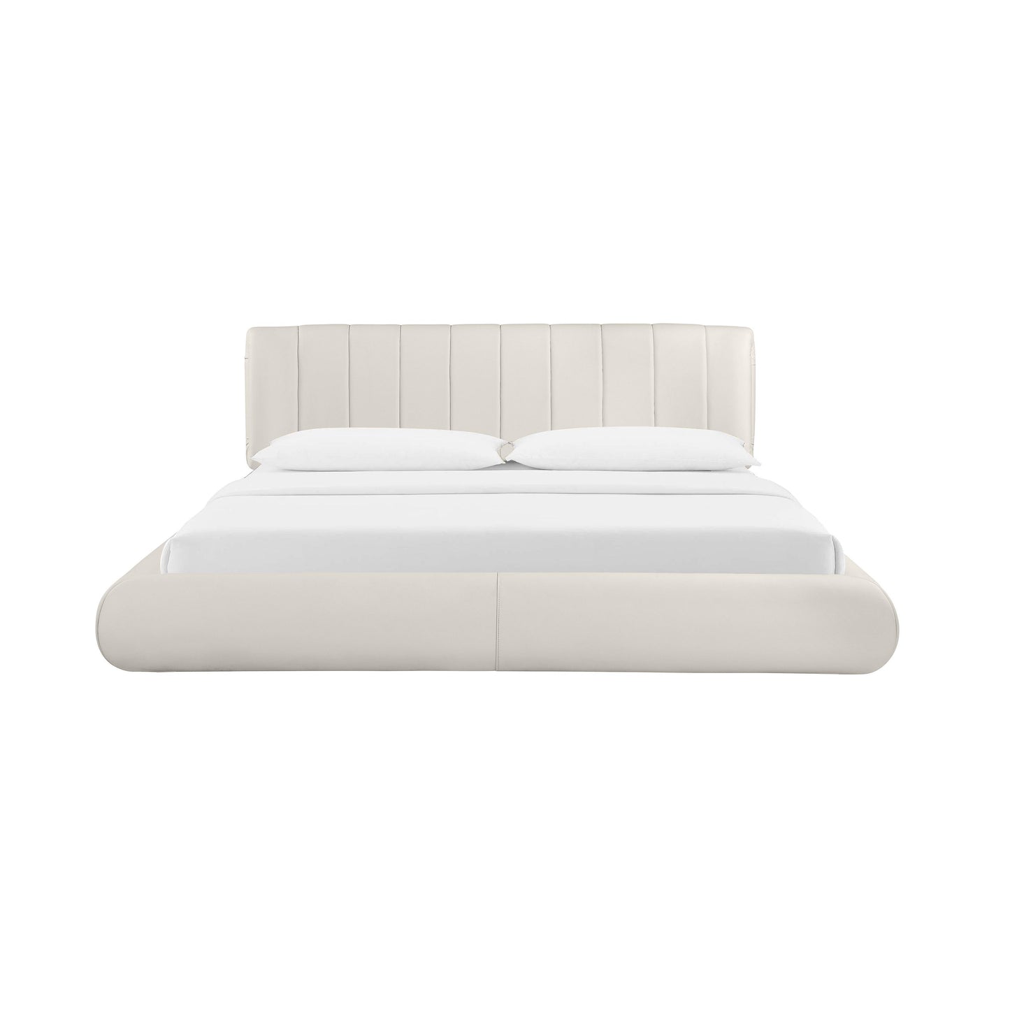 saint cream vegan leather queen bed