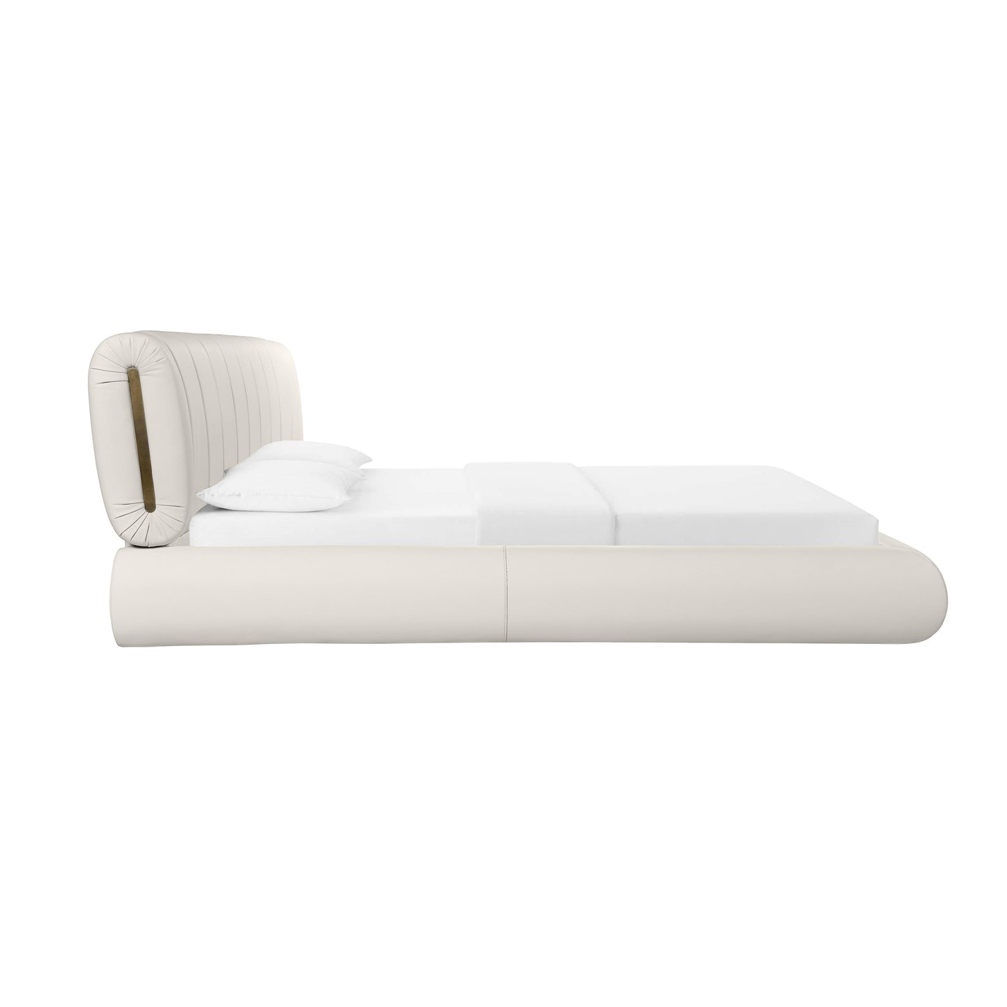 saint cream vegan leather queen bed