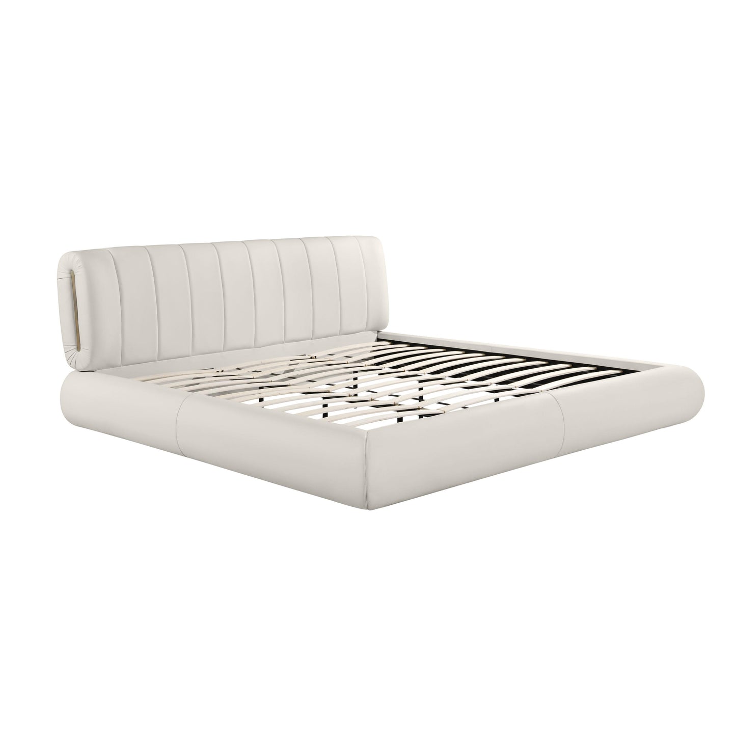 saint cream vegan leather queen bed