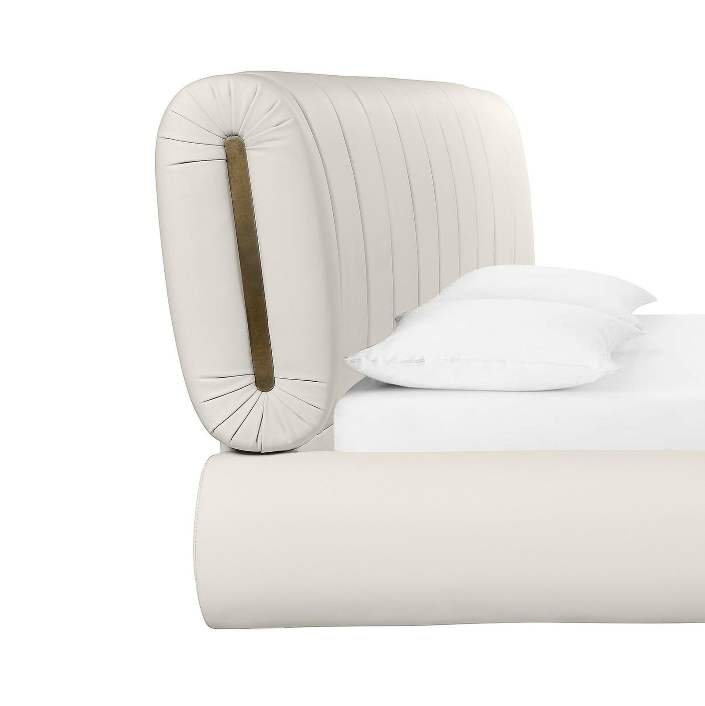 saint cream vegan leather queen bed