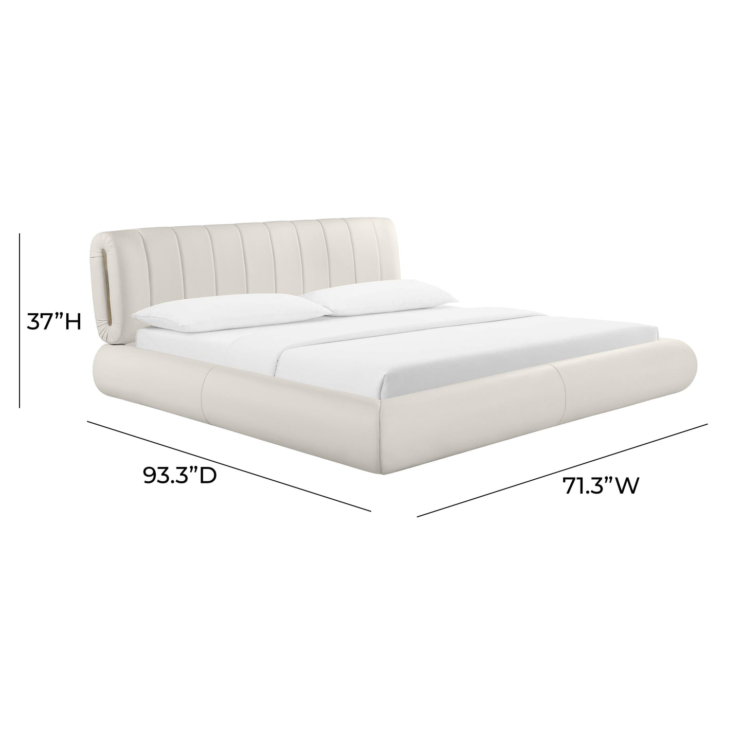 saint cream vegan leather queen bed