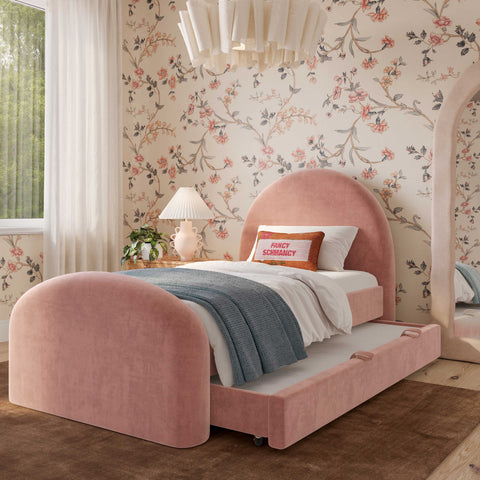 Solene Orleans Rose Upcycled Contract-Grade Chenille Twin Trundle Bed - image 2