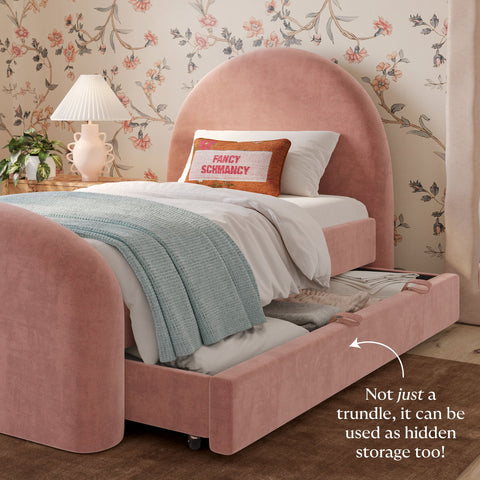Solene Orleans Rose Upcycled Contract-Grade Chenille Twin Trundle Bed - image 3