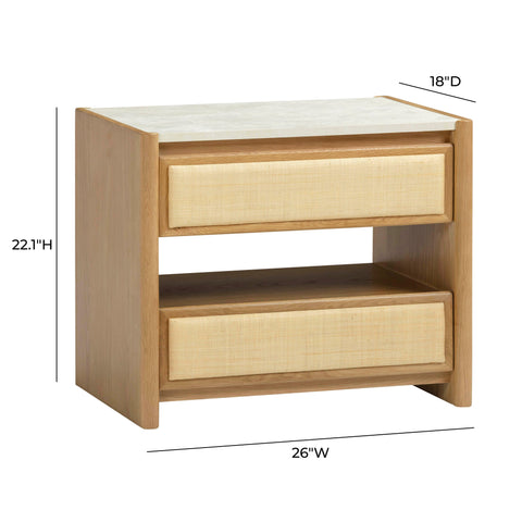 Aurelia Ravenna 26" Natural Oak 2-Drawer Nightstand - image 9