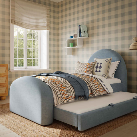 Solene Orleans Chambray Blue Performance Chenille Twin Trundle Bed - image 2