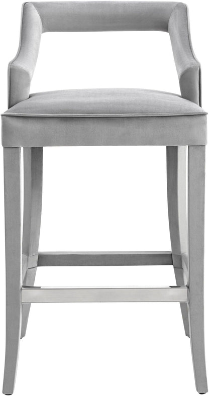 Ines Grey Velvet Bar Stool