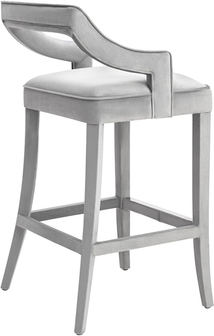 Ines Grey Velvet Bar Stool