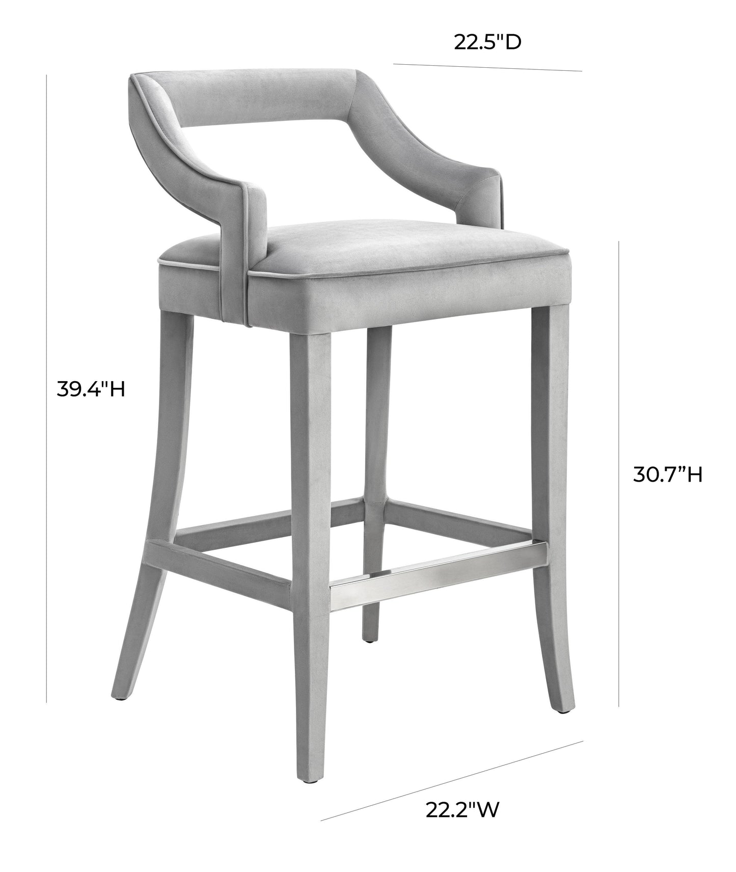 ines grey velvet bar stool