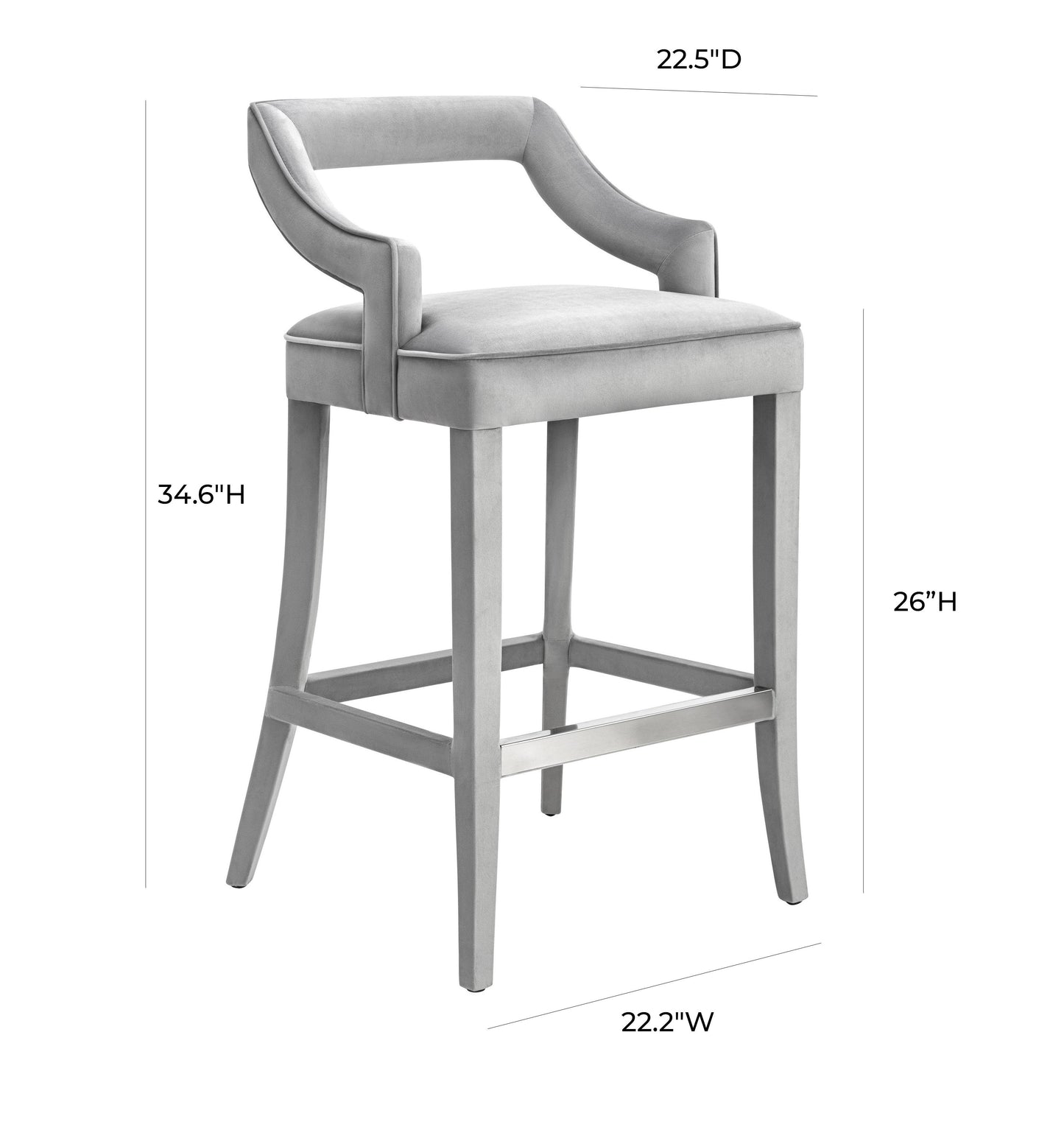 ines grey velvet counter stool