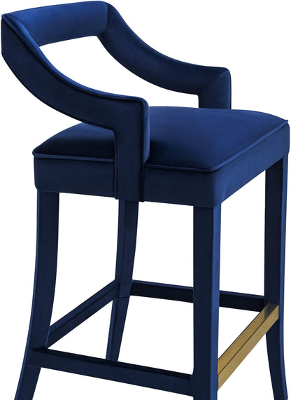 Ines Navy Velvet Counter Stool