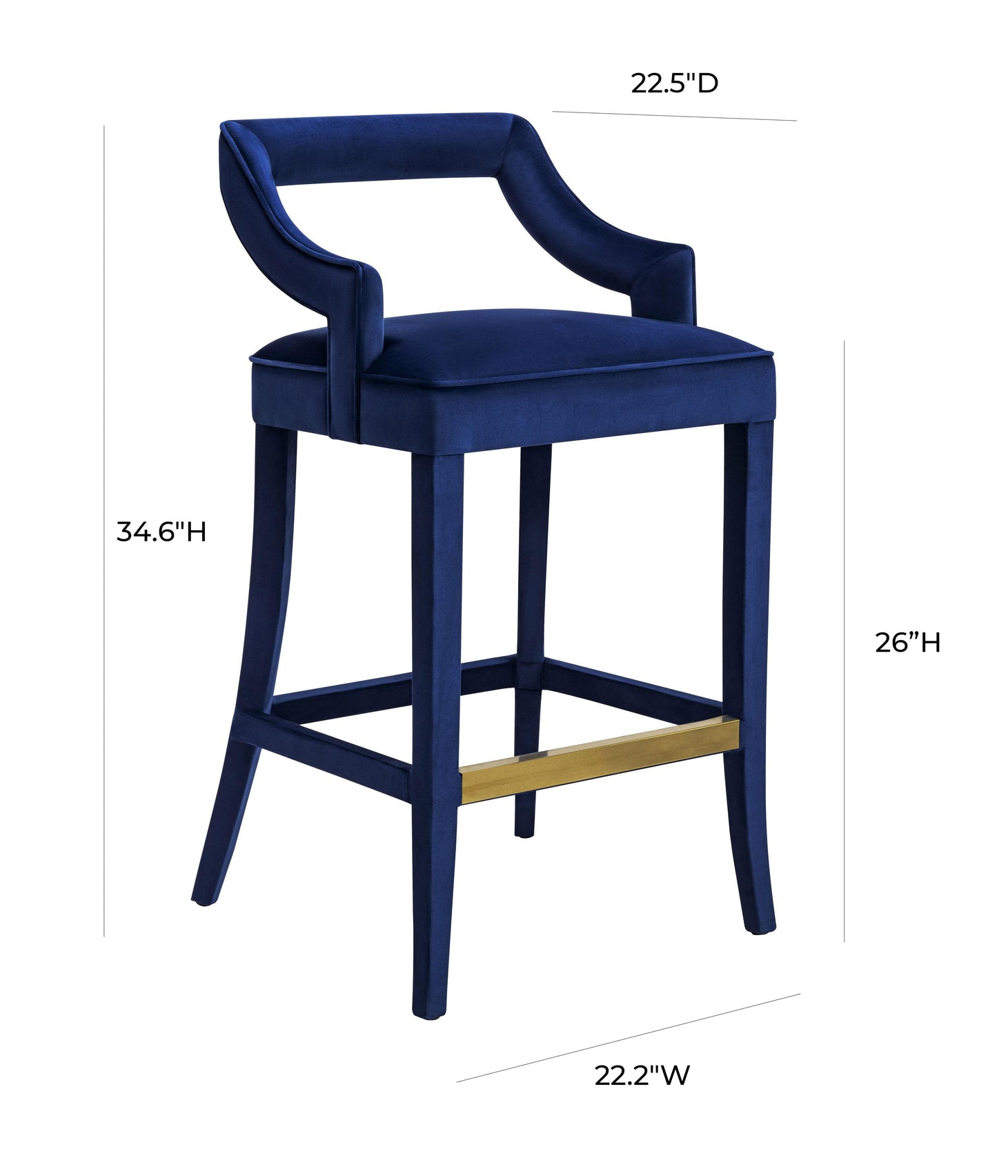 ines navy velvet counter stool