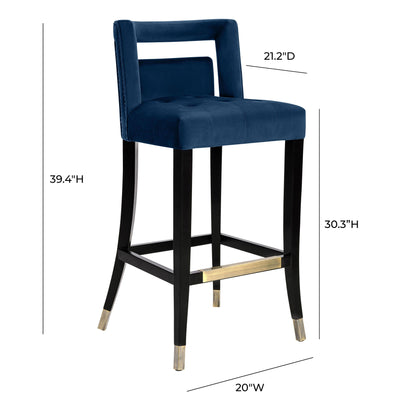 Lupita Navy Velvet Bar Stool