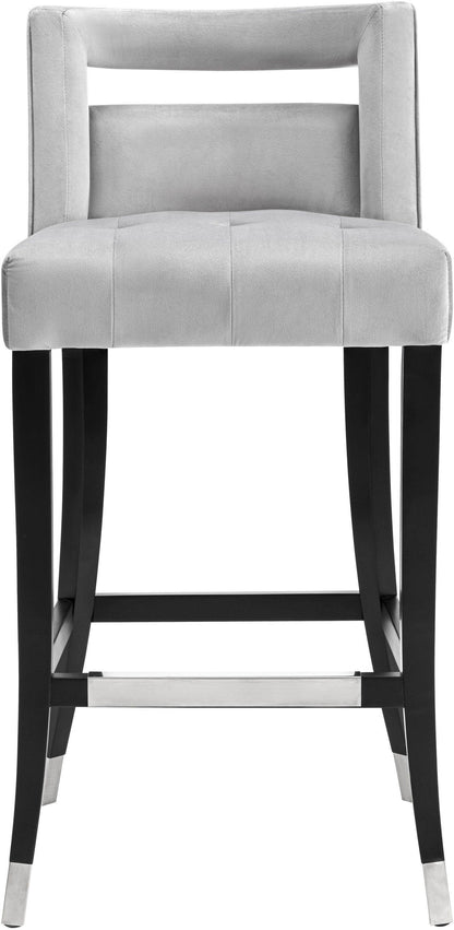 Lupita Grey Velvet Bar Stool