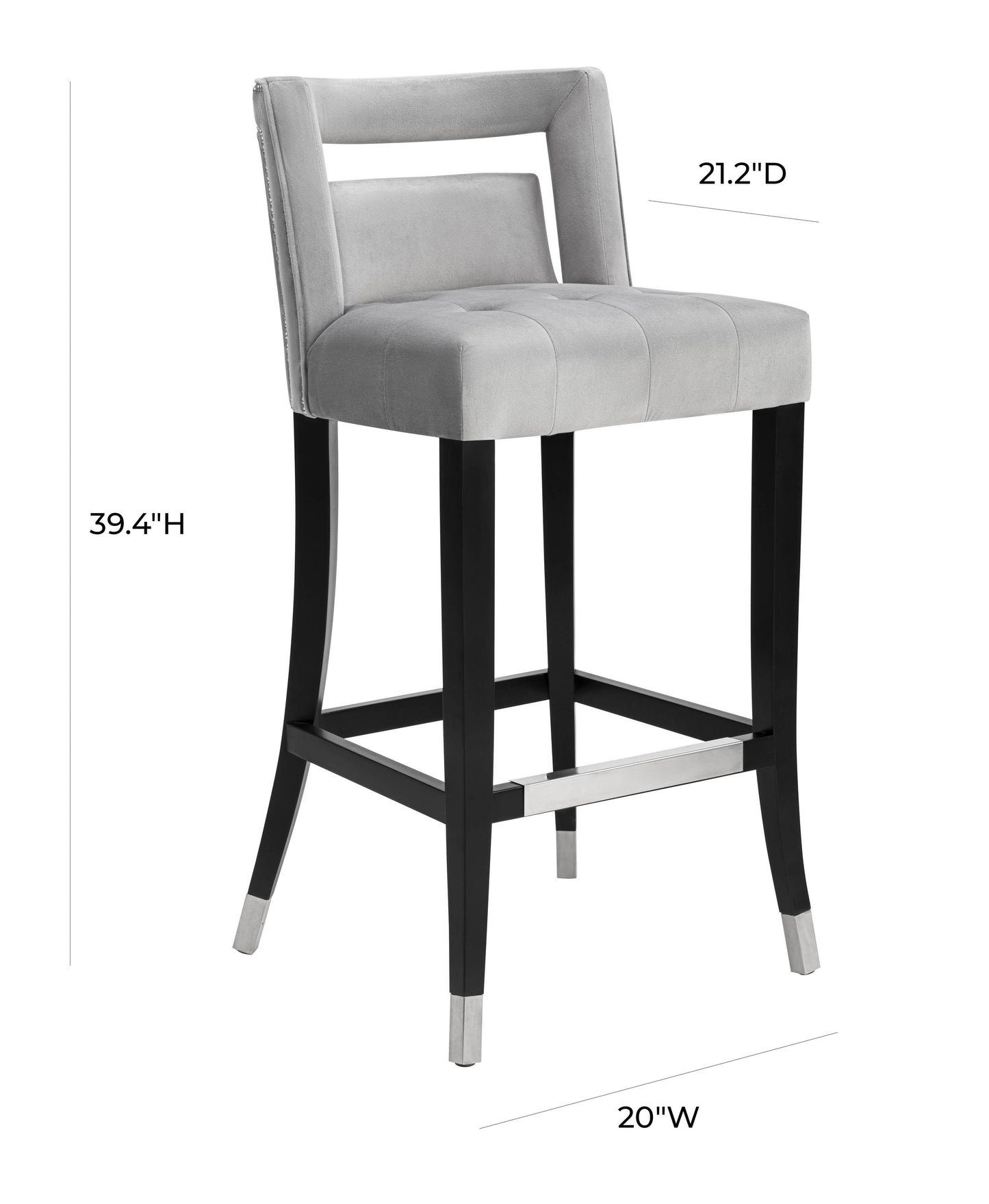 lupita grey velvet bar stool