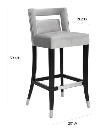 Lupita Grey Velvet Bar Stool