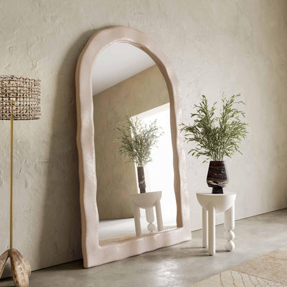 Saturn Cream Textured Floor Mirror