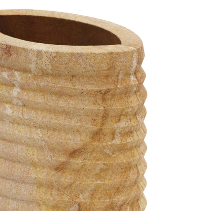 Elsa Ribbed Stone Vase in Sandstone