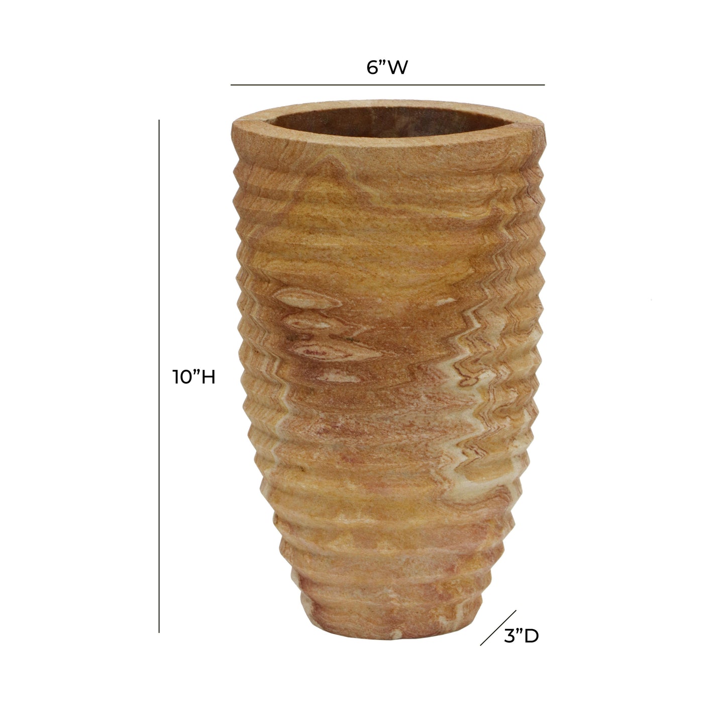 elsa ribbed stone vase in sandstone