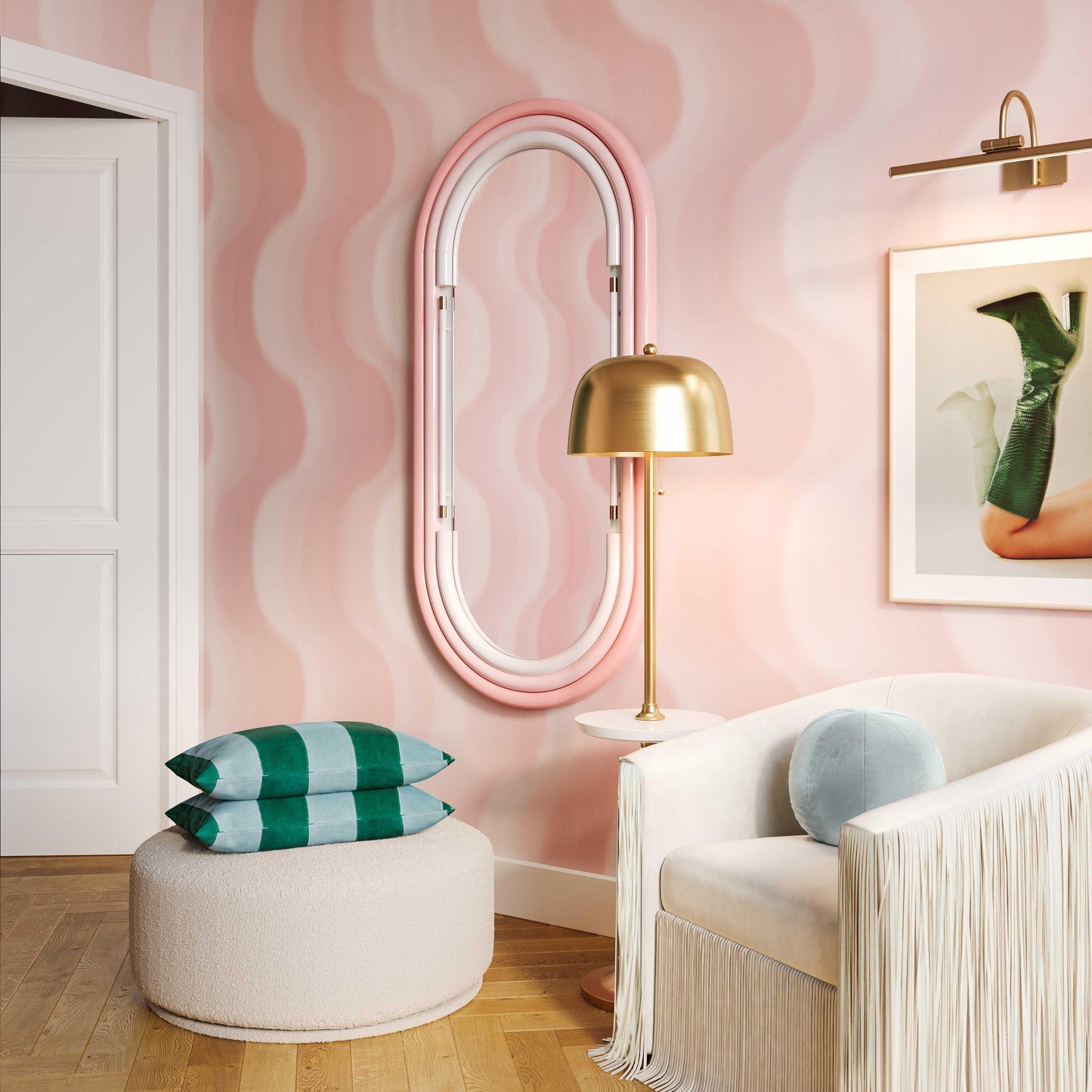 samara large wall mirror in pink