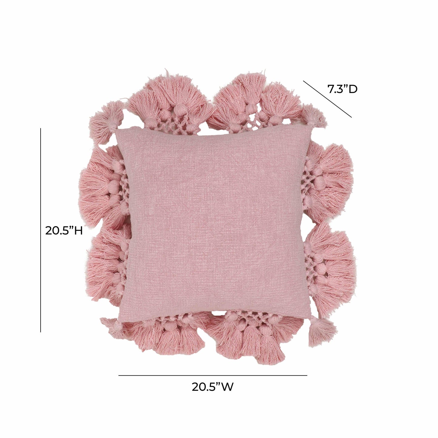 river washed blush pink cotton tasseled pillow
