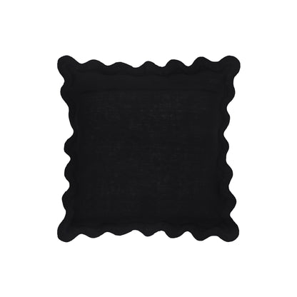 Bari Edge Black and White Cotton Velvet Throw Pillow