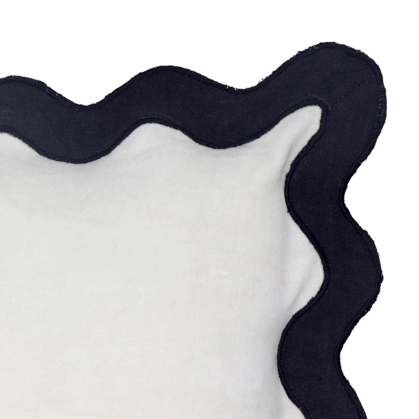 bari edge black and white cotton velvet throw pillow