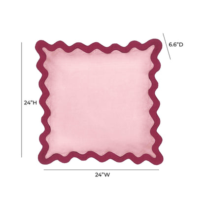 Bari Edge Magenta and Pink Cotton Velvet Throw Pillow