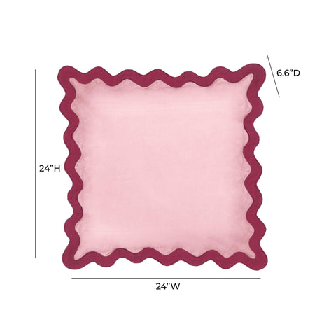 Bari Edge Magenta and Pink Cotton Velvet Throw Pillow