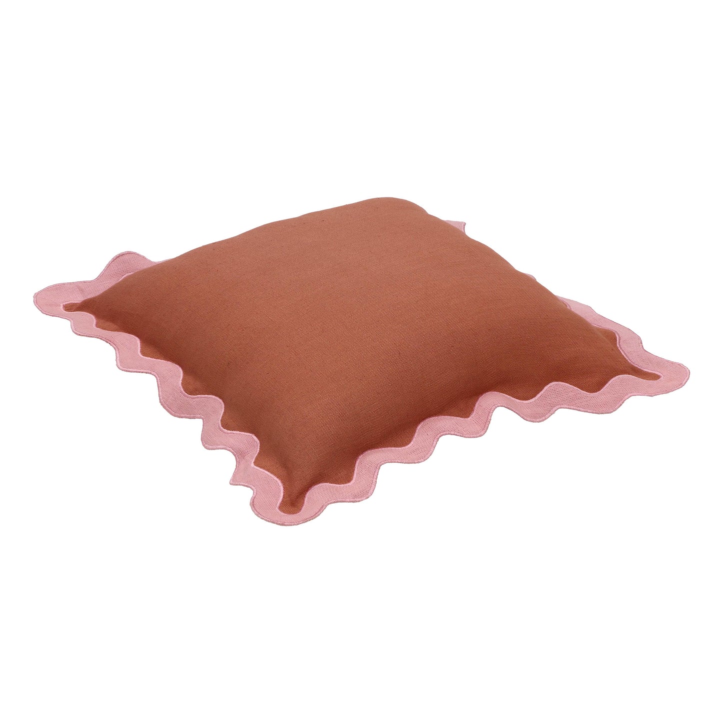 bari edge pink and terracotta linen throw pillow