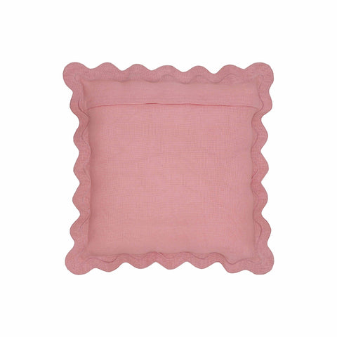 Bari Edge Pink and Terracotta Linen Throw Pillow