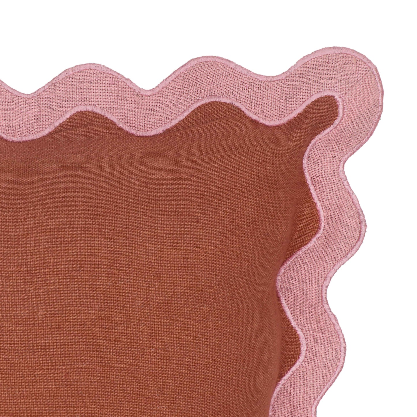 bari edge pink and terracotta linen throw pillow