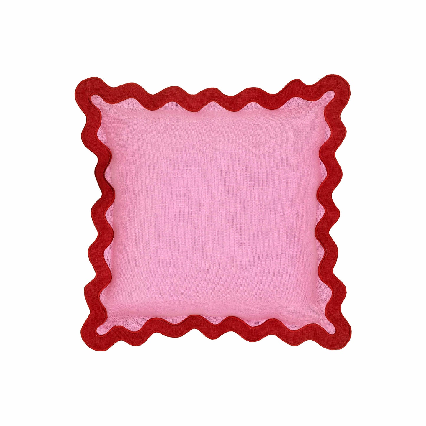 manu edge red and pink linen throw pillow