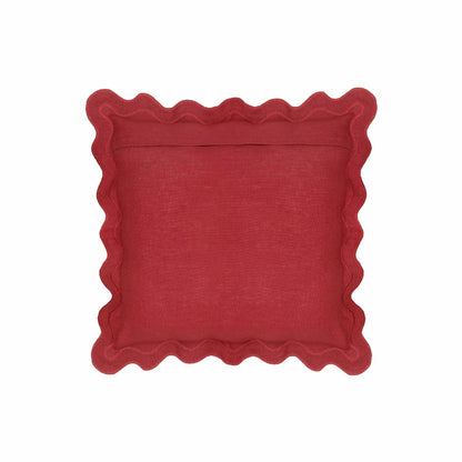 Manu Edge Red and Pink Linen Throw Pillow