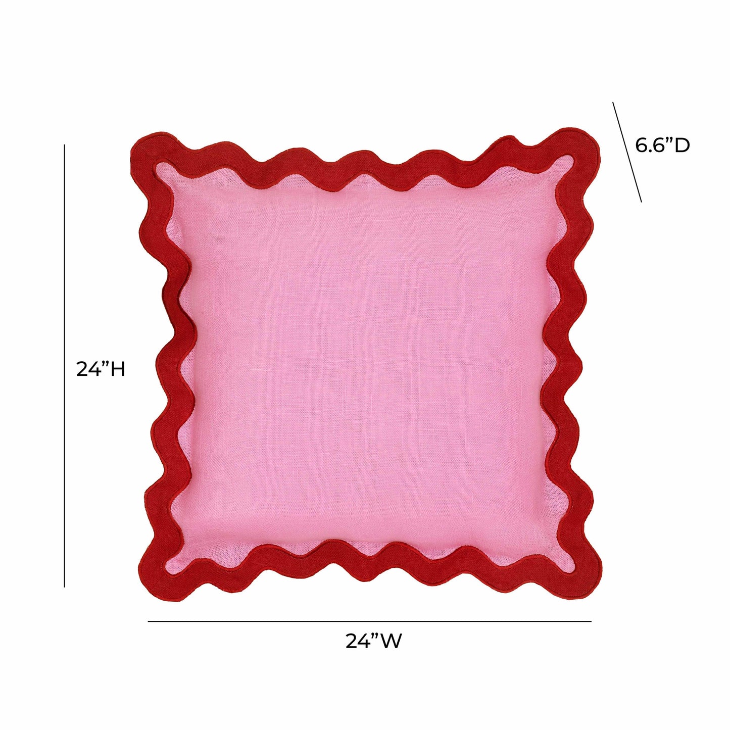 manu edge red and pink linen throw pillow