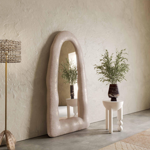 Lucienne Marais 32"X64" Cream Textured Small Floor Mirror - image 2