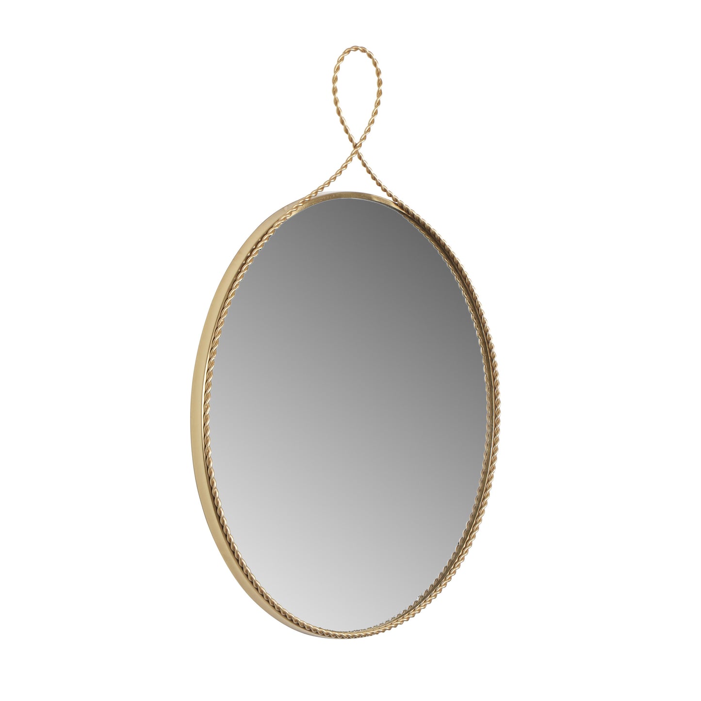 manu braided brass round wall mirror