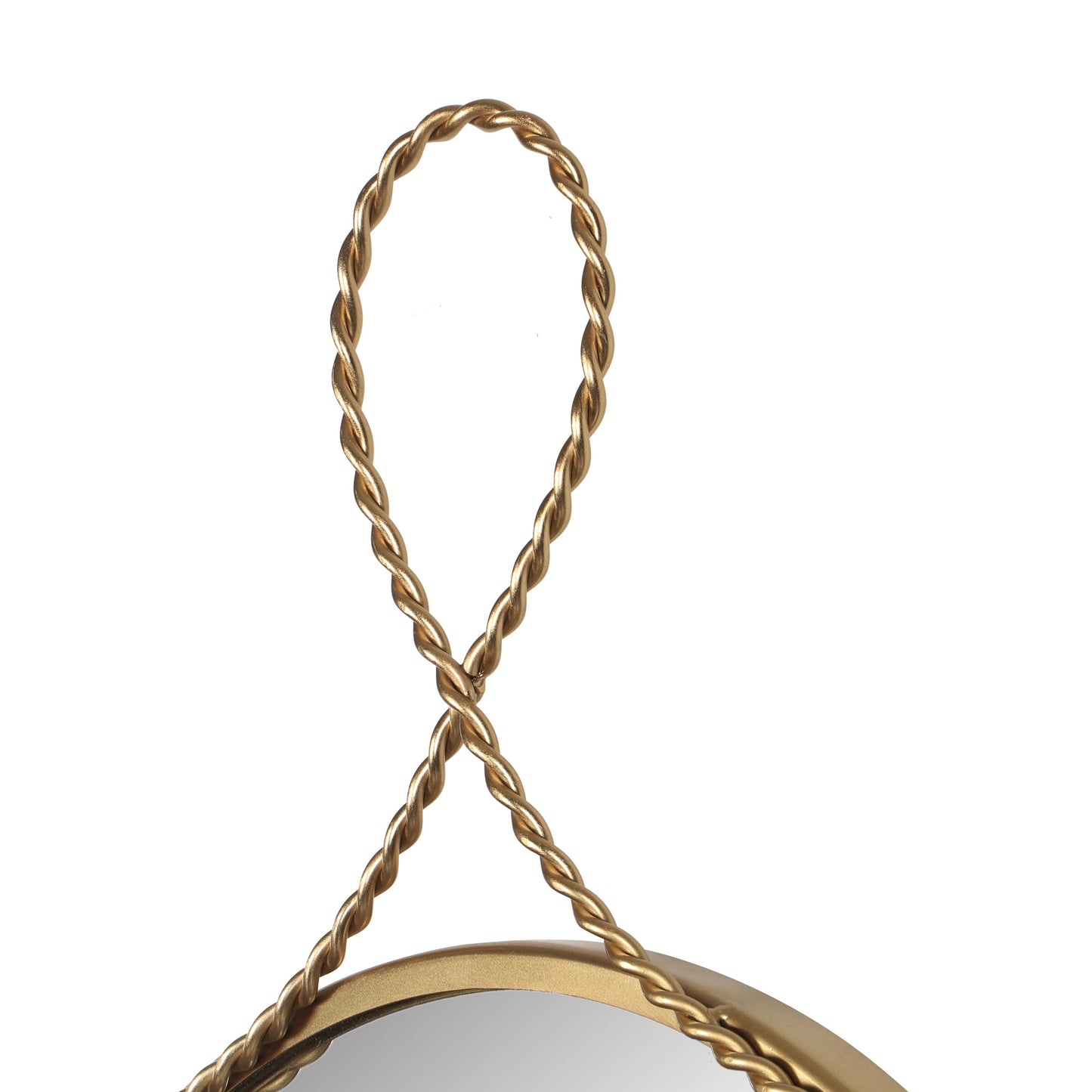 manu braided brass round wall mirror