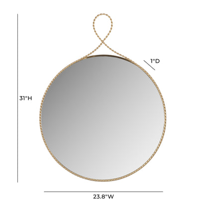 Manu Braided Brass Round Wall Mirror