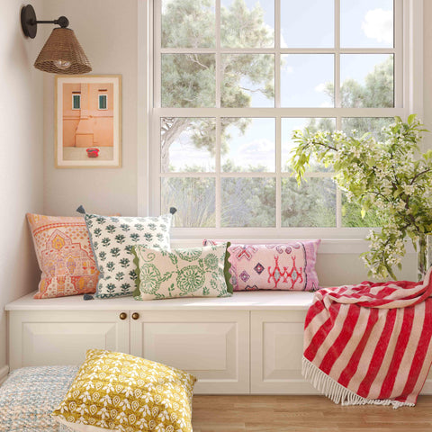 Estelle Capri 20" Printed Cotton Tassel Throw Pillow Cover - image 6