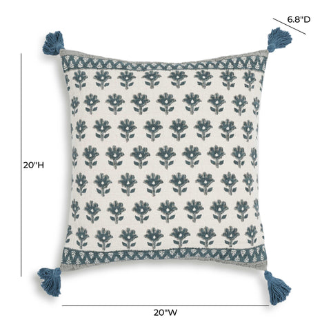 Estelle Capri 20" Printed Cotton Tassel Throw Pillow Cover - image 9