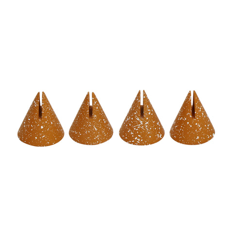 Manu Speckled Terracotta Cone Card Holder - Set of 4