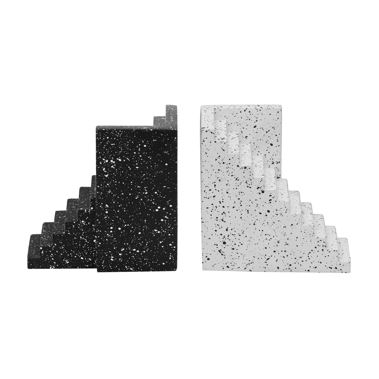 manu speckled black and white stairway bookends