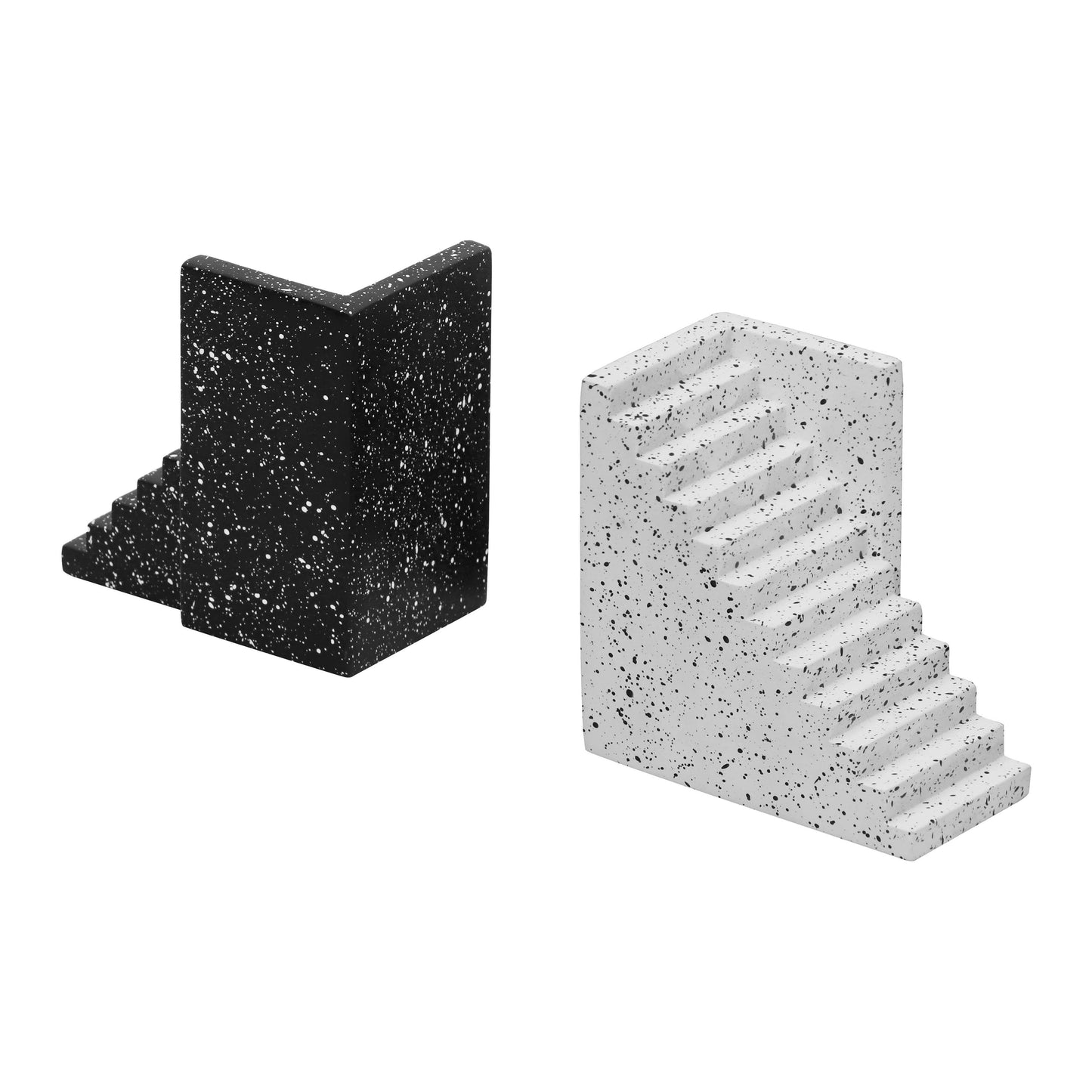 manu speckled black and white stairway bookends